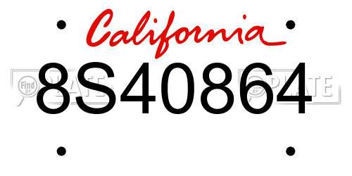 8S40864 California License Plate