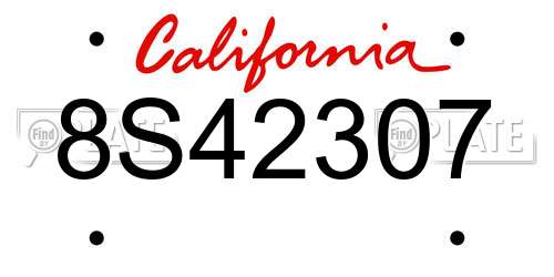 8S42307 California License Plate