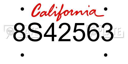 8S42563 California License Plate