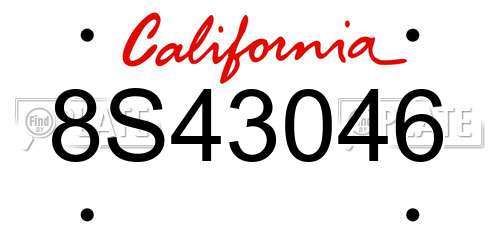 8S43046 California License Plate