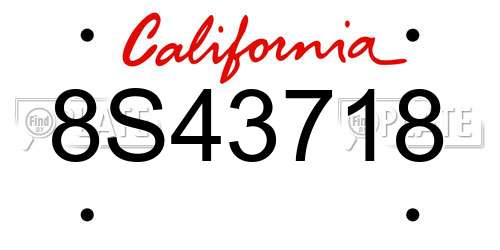 8S43718 California License Plate