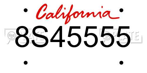 8S45555 California License Plate