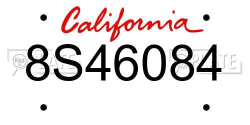 8S46084 California License Plate