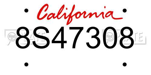 8S47308 California License Plate