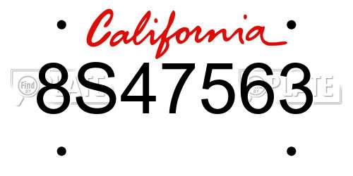 8S47563 California License Plate