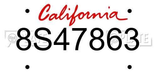 8S47863 California License Plate