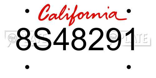 8S48291 California License Plate