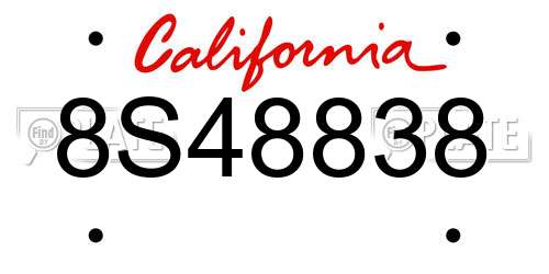 8S48838 California License Plate