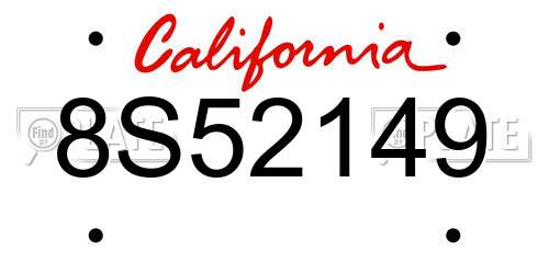 8S52149 California License Plate