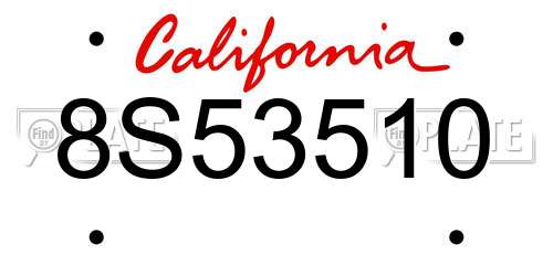 8S53510 California License Plate