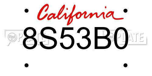 8S53B0 California License Plate