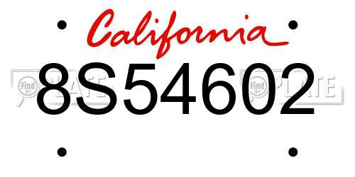 8S54602 California License Plate