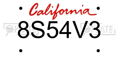 8S54V3 California License Plate