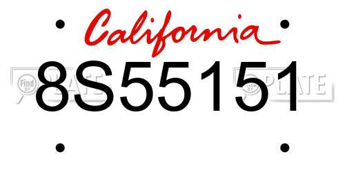 8S55151 California License Plate