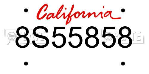 8S55858 California License Plate