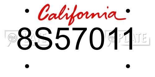 8S57011 California License Plate
