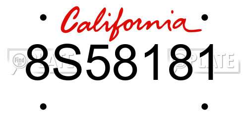 8S58181 California License Plate