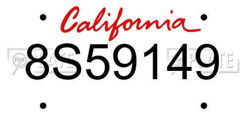 8S59149 California License Plate