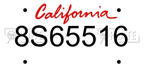 8S65516 California License Plate