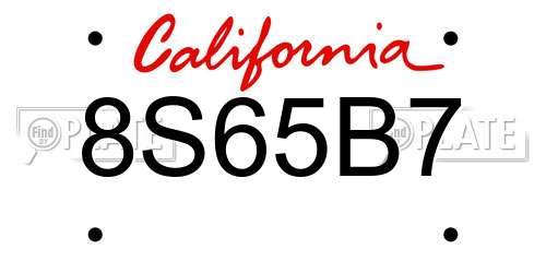 8S65B7 California License Plate