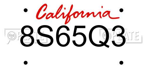 8S65Q3 California License Plate