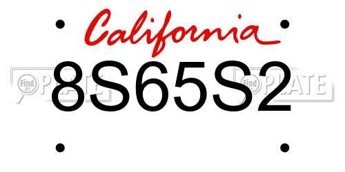 8S65S2 California License Plate