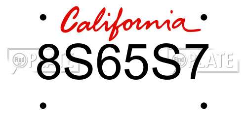 8S65S7 California License Plate