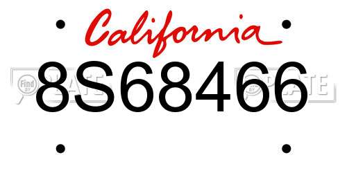 8S68466 California License Plate