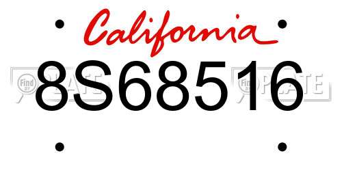 8S68516 California License Plate