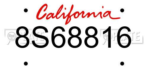 8S68816 California License Plate