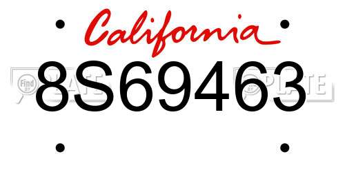 8S69463 California License Plate