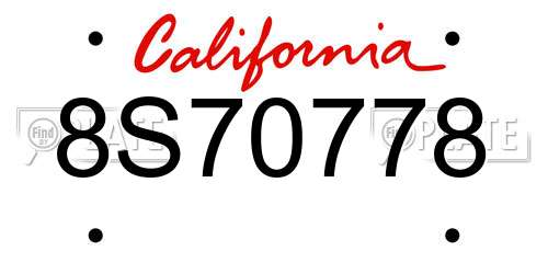 8S70778 California License Plate