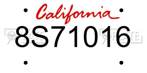 8S71016 California License Plate