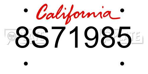 8S71985 California License Plate