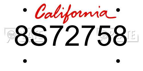 8S72758 California License Plate