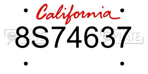 8S74637 California License Plate