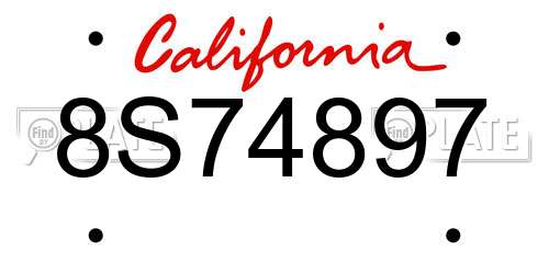 8S74897 California License Plate