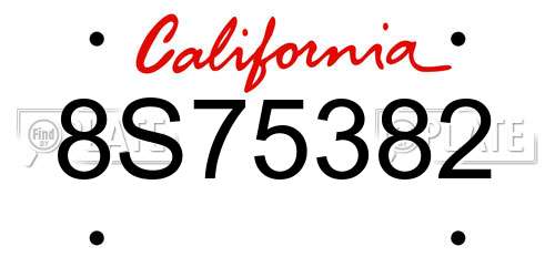 8S75382 California License Plate