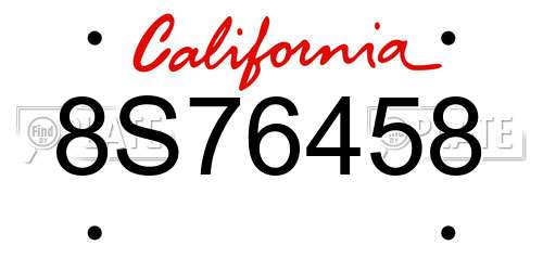 8S76458 California License Plate