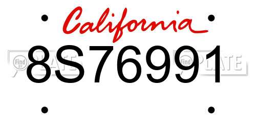 8S76991 California License Plate