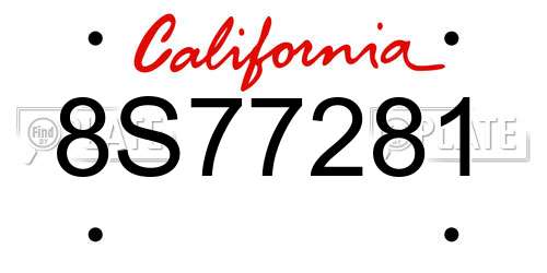8S77281 California License Plate