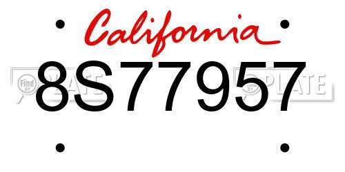 8S77957 California License Plate