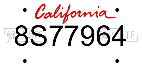 8S77964 California License Plate