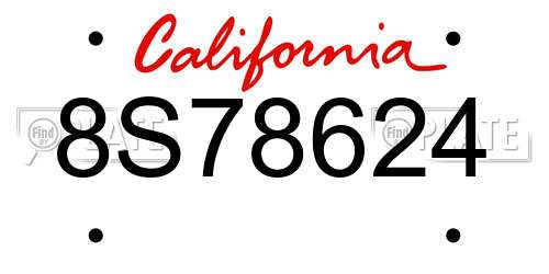 8S78624 California License Plate
