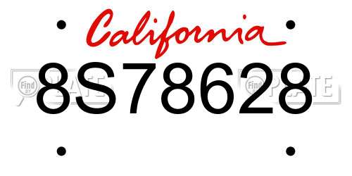 8S78628 California License Plate