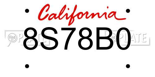 8S78B0 California License Plate