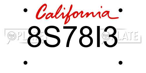 8S78I3 California License Plate