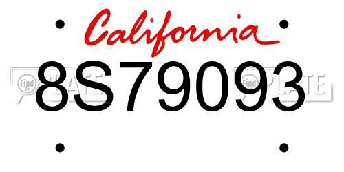 8S79093 California License Plate