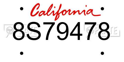 8S79478 California License Plate