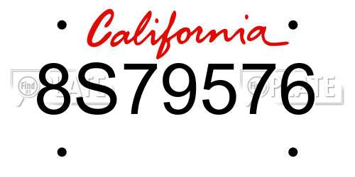 8S79576 California License Plate